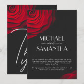 scharlaken rode roos bloemblaadje bruiloft bedankkaart (Voorkant / Achterkant)