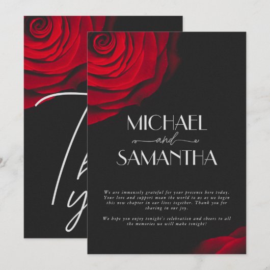  scharlaken rode roos bloemblaadje bruiloft bedankkaart (Voorkant / Achterkant)