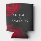 scharlaken rode roos bloemblaadje bruiloft blikjeskoeler (Achterkant)