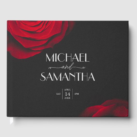  scharlaken rode roos bloemblaadje bruiloft gastenboek (Voorkant)