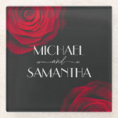 scharlaken rode roos bloemblaadje bruiloft glazen onderzetter (Voorkant)