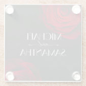 scharlaken rode roos bloemblaadje bruiloft glazen onderzetter (Achterkant)