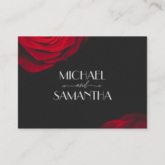 scharlaken rode roos bloemblaadje bruiloft informatiekaartje (Achterkant)