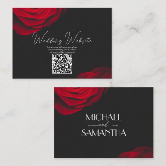 scharlaken rode roos bloemblaadje bruiloft informatiekaartje (Voorkant / Achterkant)