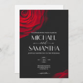  scharlaken rode roos bloemblaadje bruiloft kaart (Voorkant / Achterkant)