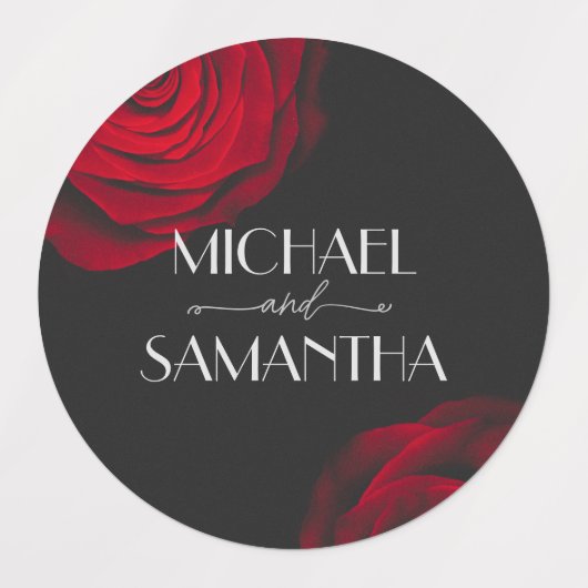  scharlaken rode roos bloemblaadje bruiloft labels (Design 2)