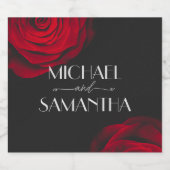 scharlaken rode roos bloemblaadje bruiloft sparkling wijnetiket (Enkel label)