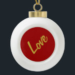 Scharlaken Rood Goud Kleuren Liefde Bruiloft Calli Keramische Bal Ornament<br><div class="desc">U kunt de lettertypen en kleuren eenvoudig wijzigen. U kunt ook uw logo en de achtergrondafbeelding toevoegen zoals u wilt.</div>