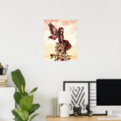 Scharlaken Roos Fee Fantasie Kunst Poster (Thuiskantoor)