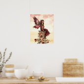 Scharlaken Roos Fee Fantasie Kunst Poster (Keuken)
