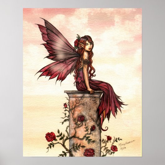 Scharlaken Roos Fee Fantasie Kunst Poster (Voorkant)