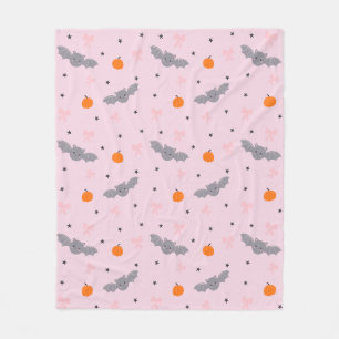 Scharlaken Roze Halloween Vleermuis Patroon Dekbed Fleece Deken