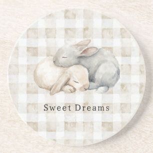 Scharlaken slaapkonijnen in zachte crèmekleurige r zandsteen onderzetter