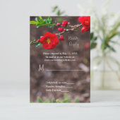 Scharlaken Top Bruiloft RSVP Kaartje (Staand voorkant)