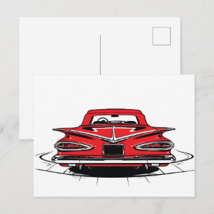 Scharlaken Vintage Achter Pop Art Drive Briefkaart