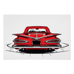 Scharlaken Vintage Achter Pop Art Drive Perfect Poster