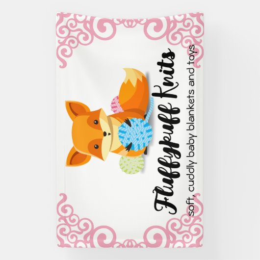 Scharlaken vos garen breister die breit en haakt h spandoek (Verticaal)