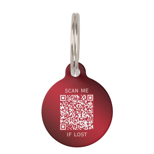 Scharlakenrode aangepaste QR-code huisdieridentifi Huisdierpenning (Voorkant)
