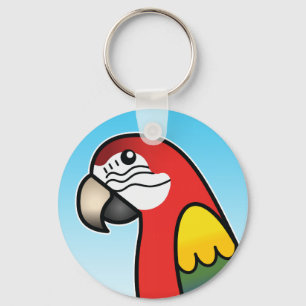 Scharlakenrode Cartoon Ara Papegaai Vogel Sleutelhanger
