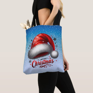 Scharlakenrode kersthoed glans tote bag