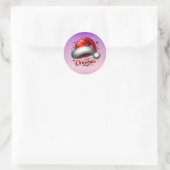 Scharlakenrode Kerstmanhoed Gloed Ronde Sticker (Tas)