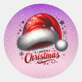 Scharlakenrode Kerstmanhoed Gloed Ronde Sticker