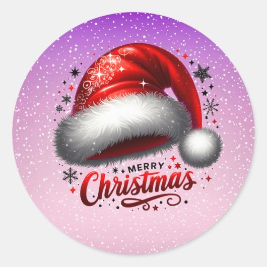 Scharlakenrode Kerstmanhoed Gloed Ronde Sticker (Voorkant)