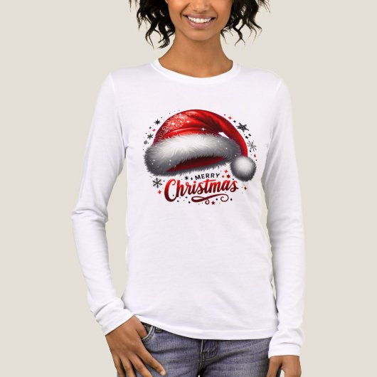 Scharlakenrode Kerstmanhoed Gloed Tri-Blend Shirt (Voorkant volledig)