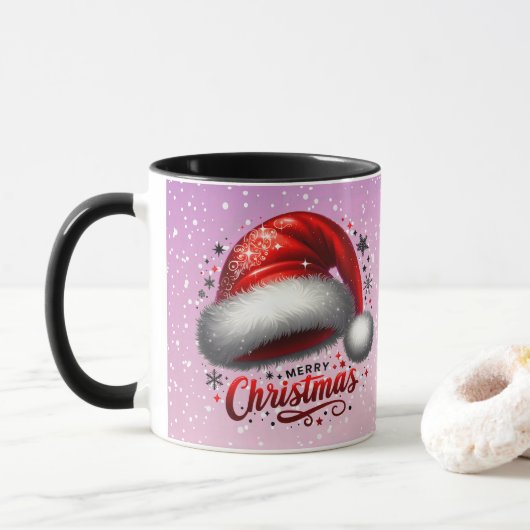 Scharlakenrode Kerstmanhoofddeksel Gloed Mok (Met donut)