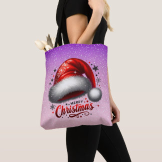 Scharlakenrode Kerstmuts Glans Tote Bag
