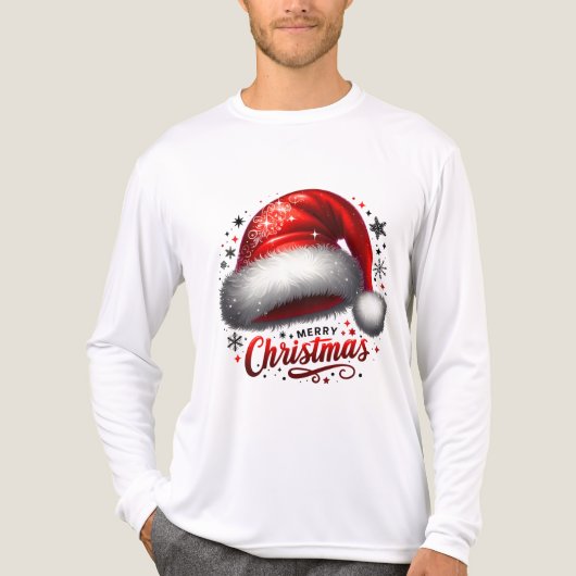 Scharlakenrode Kerstmuts Glans Tri-Blend Shirt (Voorkant volledig)