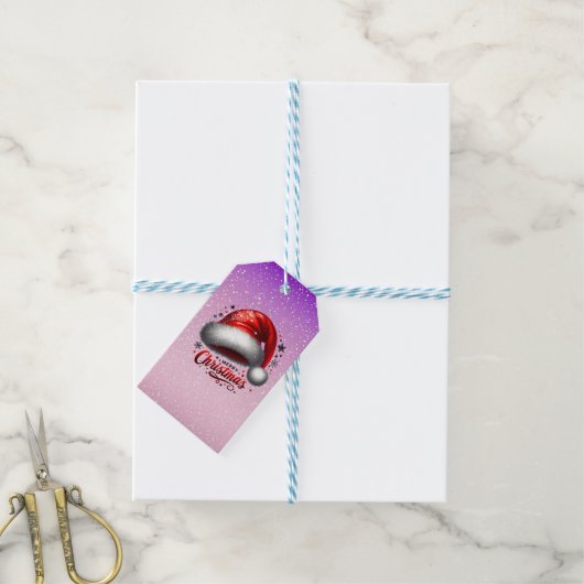 Scharlakenrode Kerstmuts Gloei Cadeaulabel (Met Touw)