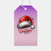 Scharlakenrode Kerstmuts Gloei Cadeaulabel (Voorkant)