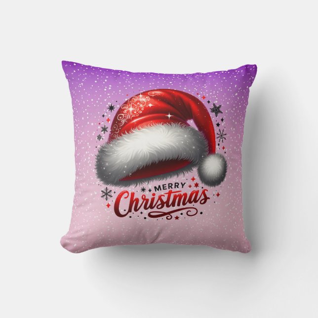 Scharlakenrode Kerstmuts Gloeiend  Kussen (Voorkant)