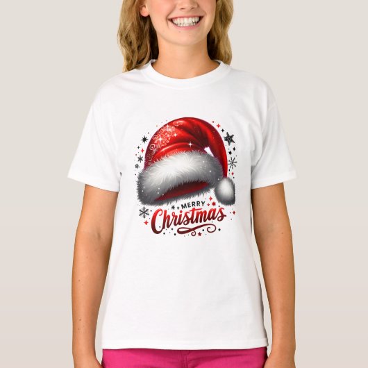 Scharlakenrode Kerstmuts Gloeiend T-shirt (Voorkant)
