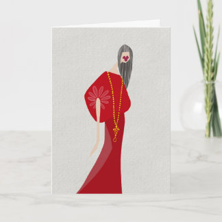 Scharlakenrode Vrouw Stijl Glam Mode Kunstkaart Kaart