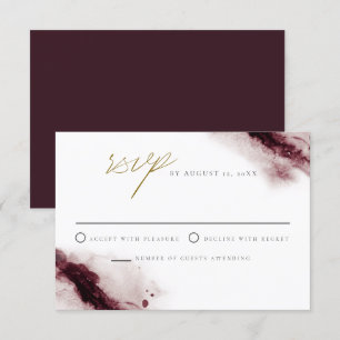 SCHARLAKENROOD   Boho Burgundy en Gold RSVP-kaart Kaart