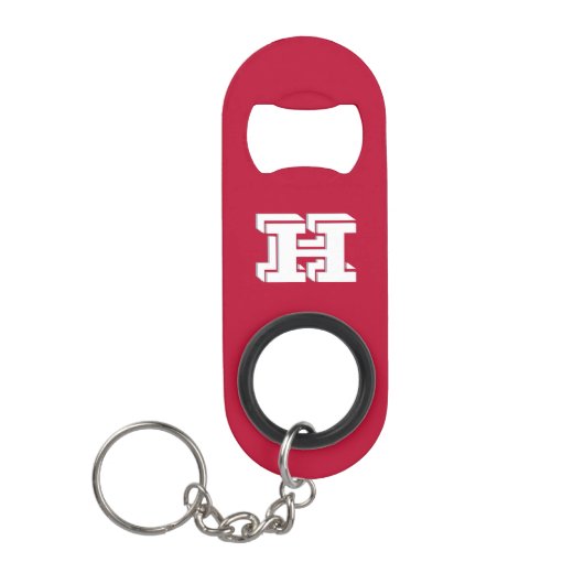 Scharlakenrood en grijs collegiale kleur stijl mon mini flessenopener (Voorkant)
