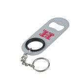 Scharlakenrood en grijs collegiale kleur stijl mon mini flessenopener (Achterkant Gekanteld)