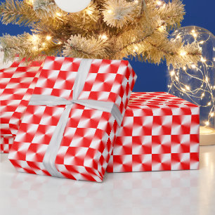 Scharlakenrood en wit modern geruit patroon cadeaupapier