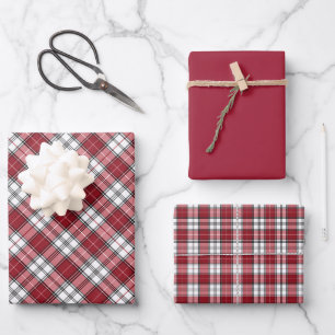 Scharlakenrood en wit tartan geruit inpakpapier vel