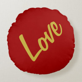 Scharlakenrood Gouden Kleuren Liefde Bruiloft Call Rond Kussen