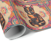 Scharlieren Mooi Schilpad Kat Levendige Rand Cadeaupapier (Rol Hoek)