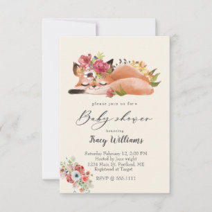 Scharlieren waterverf vos baby shower uitnodiging