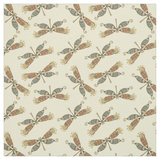 Scharlierenprint Stof met Lieve Libel (Swatch)