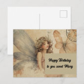 Scharlieve Fee Vintage Grunge Verjaardag Briefkaart (Voorkant / Achterkant)