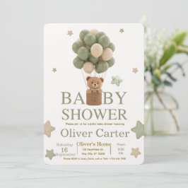 Scharluke Olijfgroene Jongens Baby Shower Uitnodig Kaart