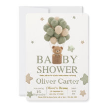 Scharluke Olijfgroene Jongens Baby Shower Uitnodig