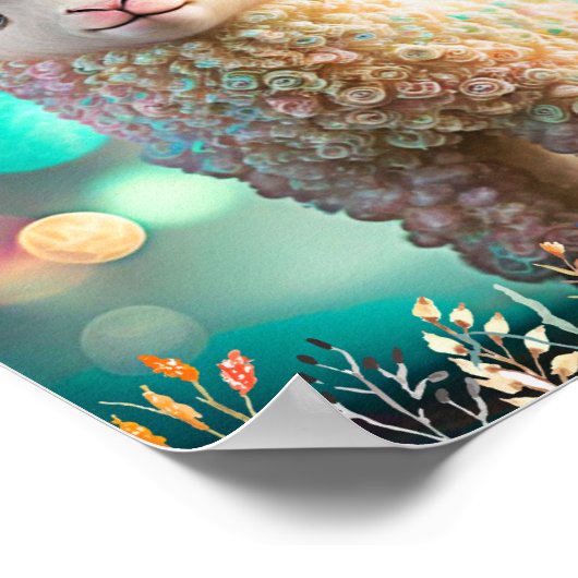 Scharme Schattige Kleurrijke Baby Lam Dieren Muurk Poster (Hoek)