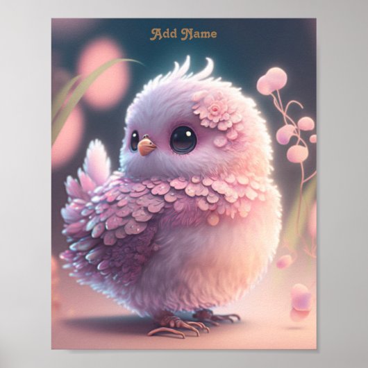 Scharme Schattige Roze Baby Uil Kinderkamer Printb Poster (Voorkant)